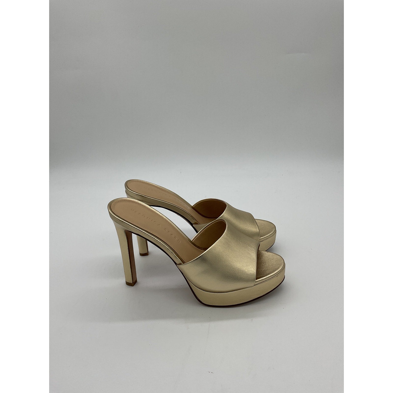 Veronica Beard 'Dali' Gold Leather Platfom Mule Size 6.5