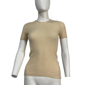 Petar Petrov Ribbed Cream Runner T Shirt Size S