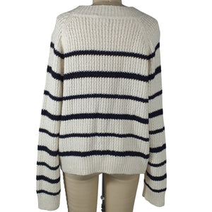 Vince Ribbed White Crewneck Sweater Size Large