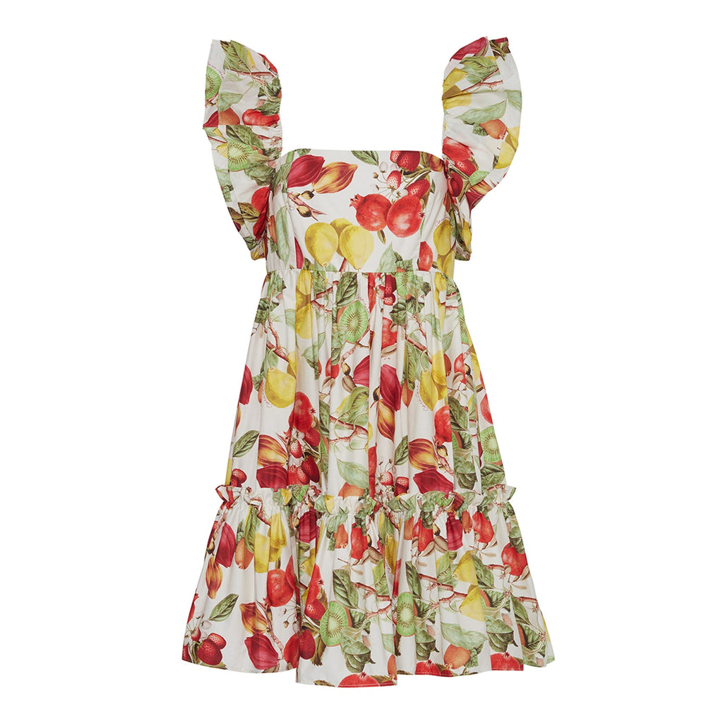 Cara Cara 'Lexa' Green Floral Cotton Poplin Puff Sleeve Mini Dress Size M