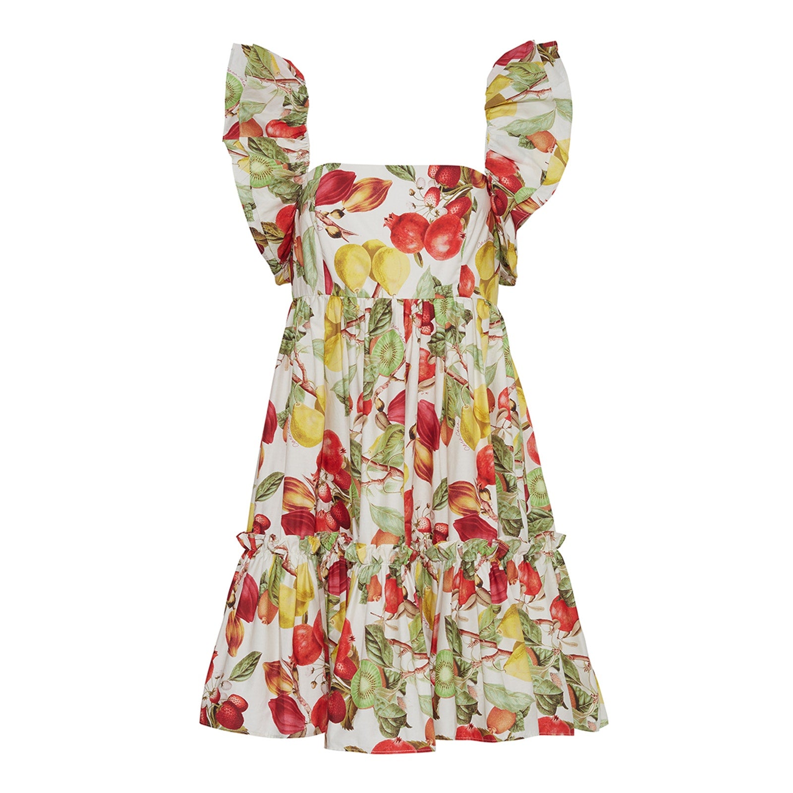 Cara Cara 'Lexa' Green Floral Cotton Poplin Puff Sleeve Mini Dress Size M