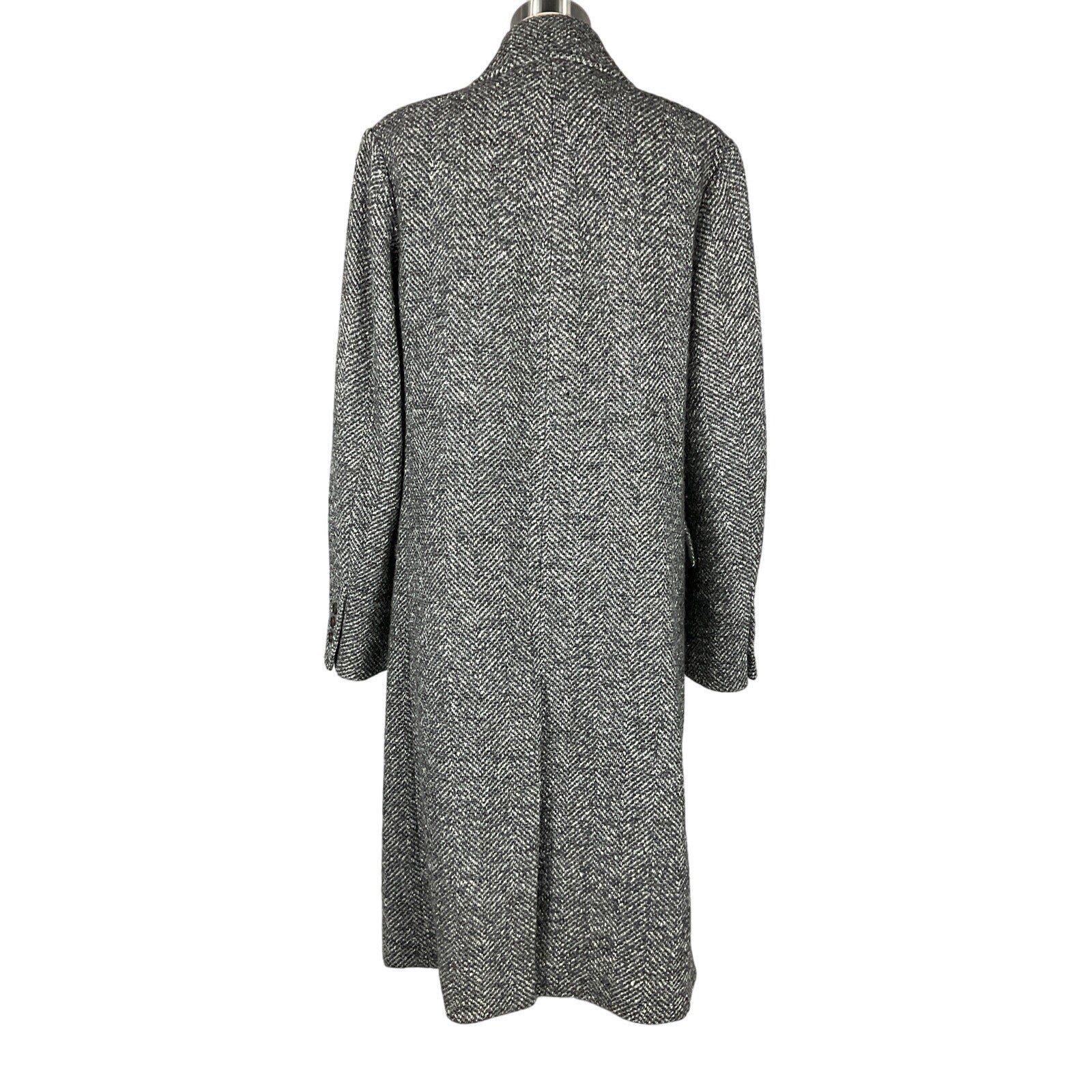Vince 'Herringbone' Grey Wool Double Breasted Coat Size M