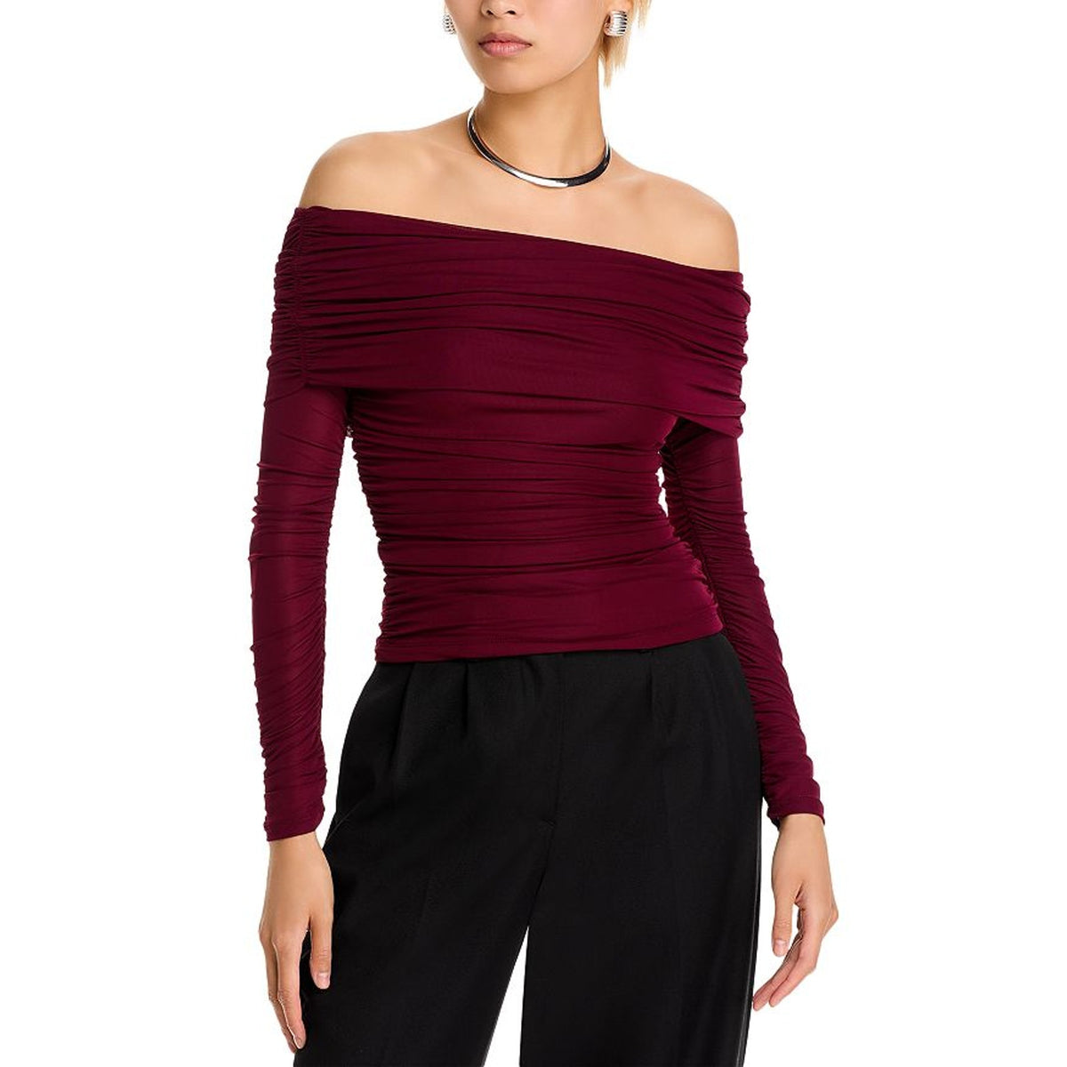 Ronny Kobo Ruched Burgundy Harley Top Size XS