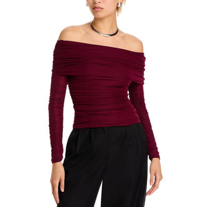 Ronny Kobo Ruched Burgundy Harley Top Size XS