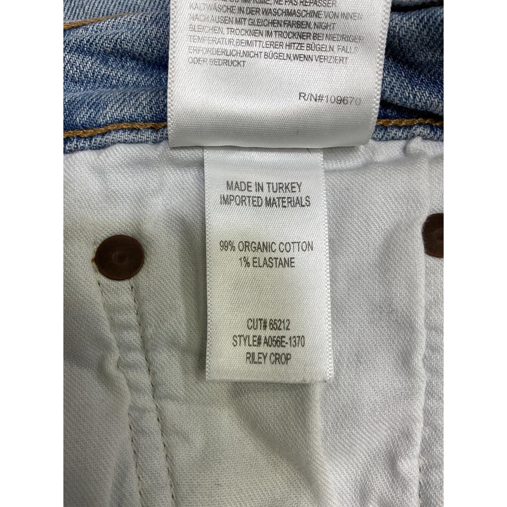 Agolde 'Riley' Blue Cotton High Rise Straight Crop Denim Jean Size 28