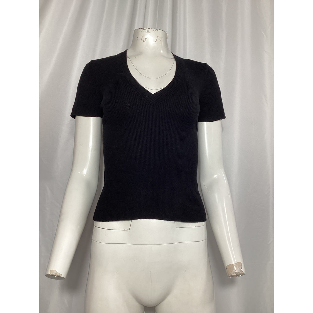 Nili Lotan 'Italia' Black Cotton Ribbed Sweater Size S