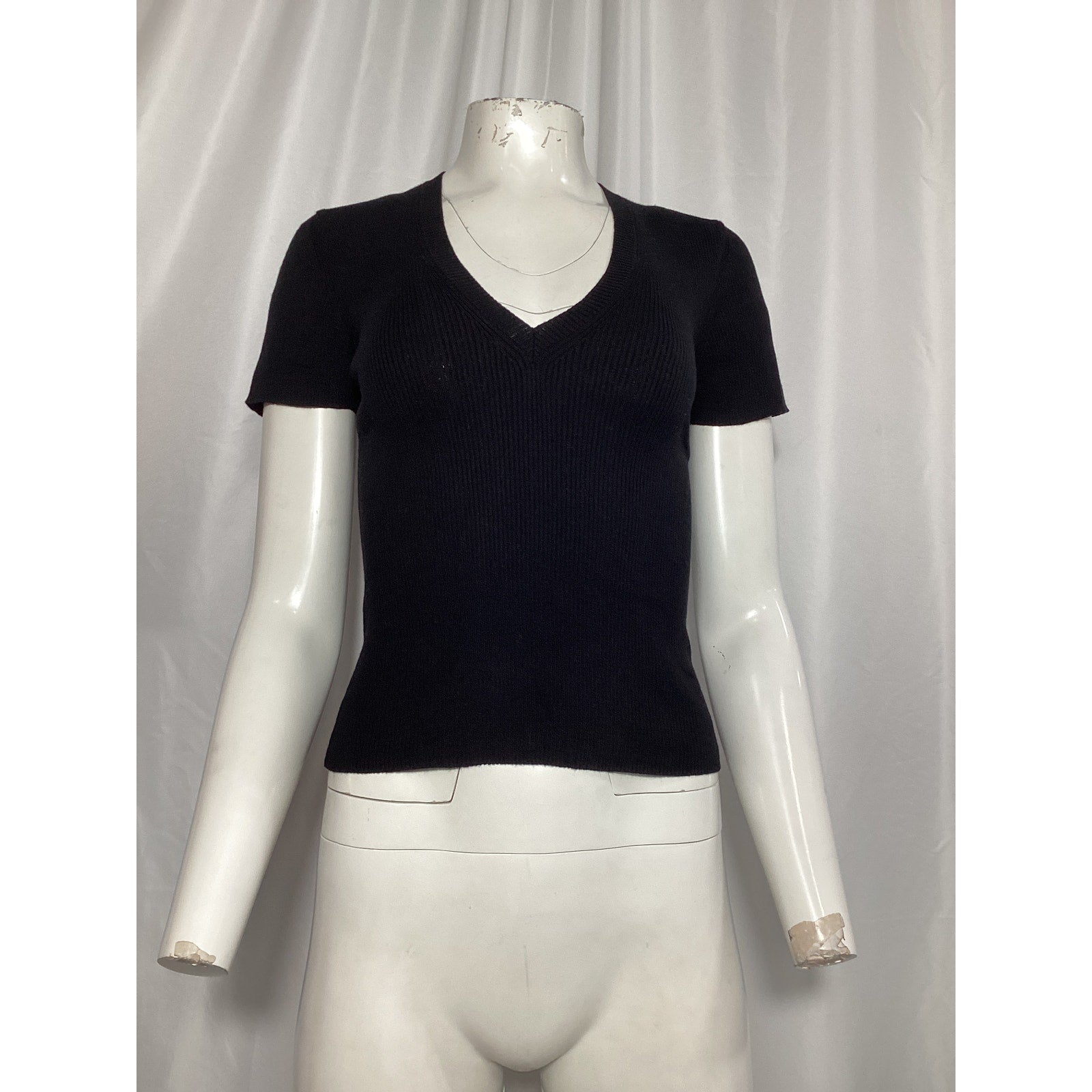 Nili Lotan 'Italia' Black Cotton Ribbed Sweater Size S