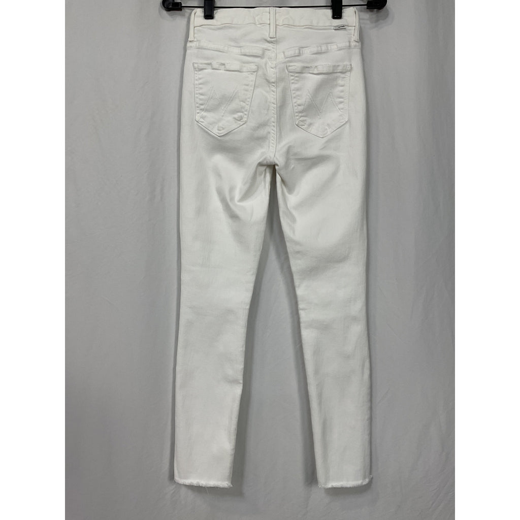Mother 'The Looker' White High-Rise Ankle Skinny Fray Hem Denim Jean Size 24 (0)