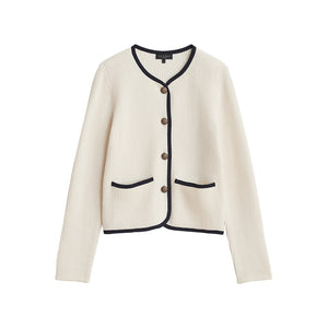 Rag & Bone 'Nancy' White Merino Wool-Blend Rib-Knit Cardigan Size S