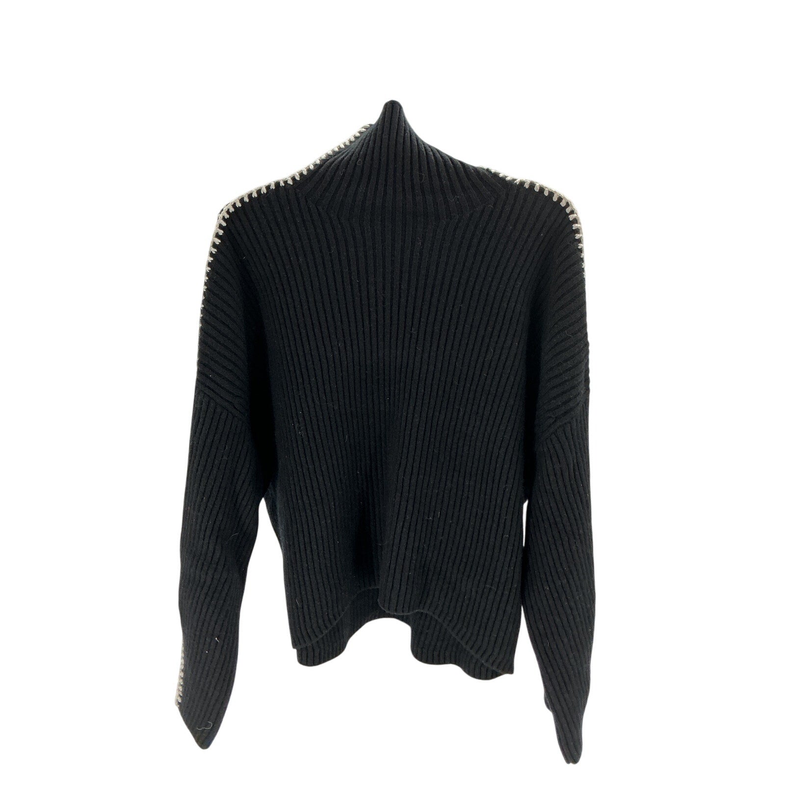 Rag & Bone 'Ingrid' Black Wool Rib Turtleneck Sweater Size S