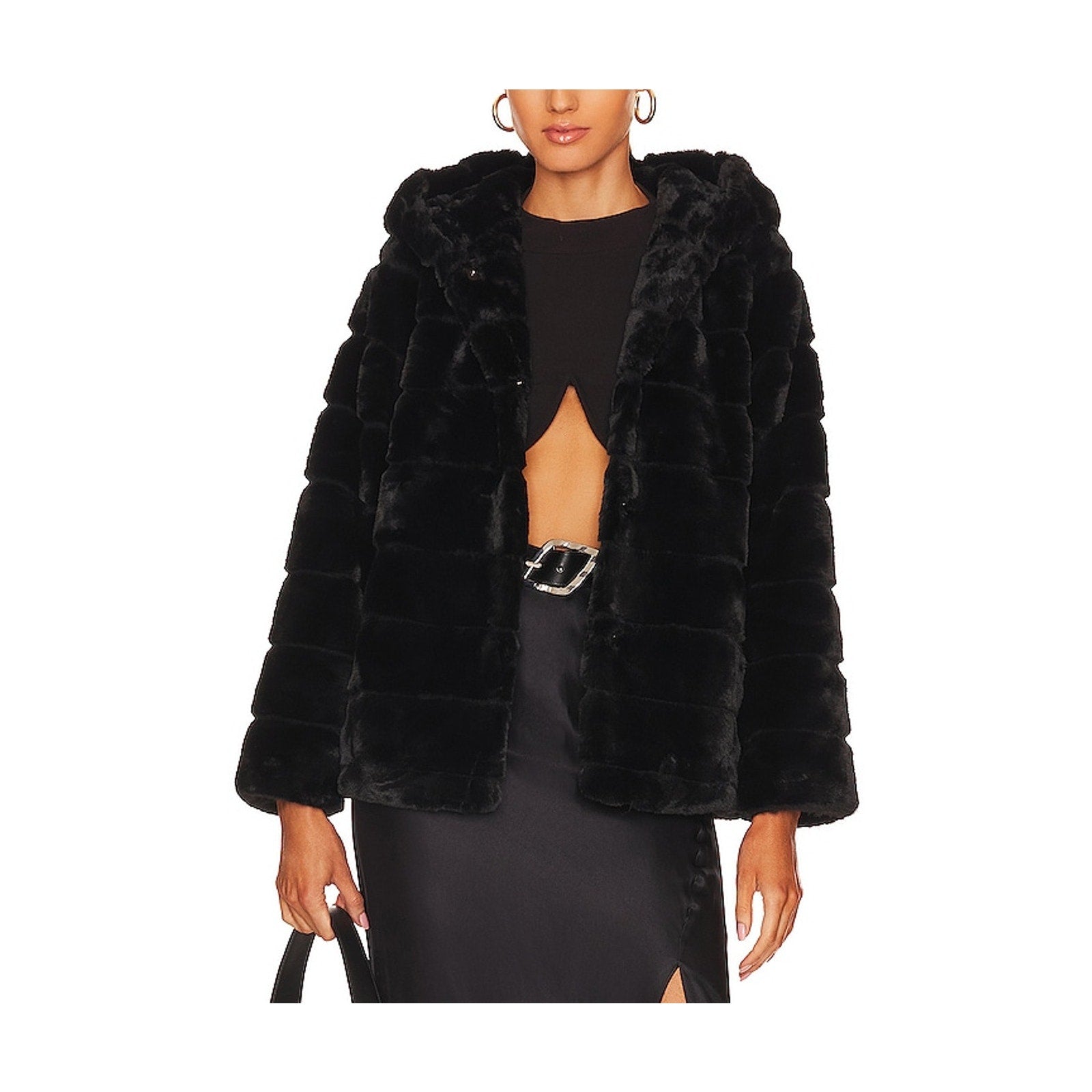 Apparis 'Goldie' Black Polyester 5 Faux Fur Jacket Size XS