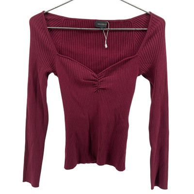 Majorelle Ribbed Burgundy Salone Knit Top Size S