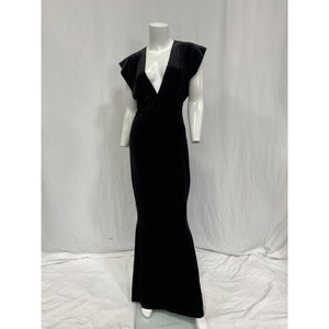 Norma Kamali V Neck Black Polyester Rectangle Gown Size S