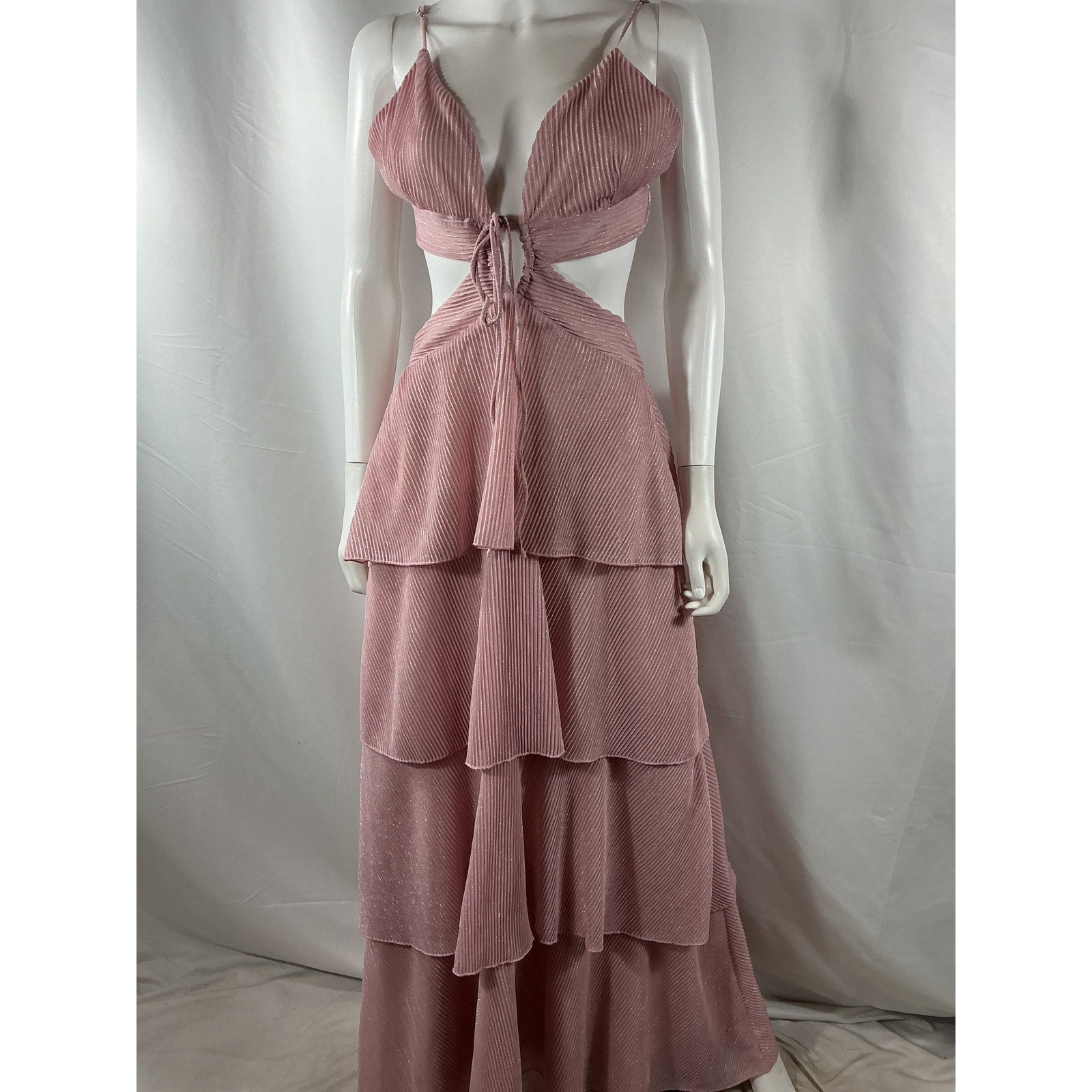 Line & Dot 'Sophie' Pink Polyester Maxi Dress Size M