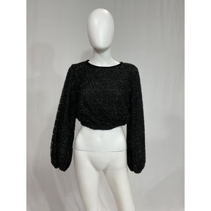 House Of Harlow 1960 'Meera' Black Baloon Sleeve Tinsel Top Size S