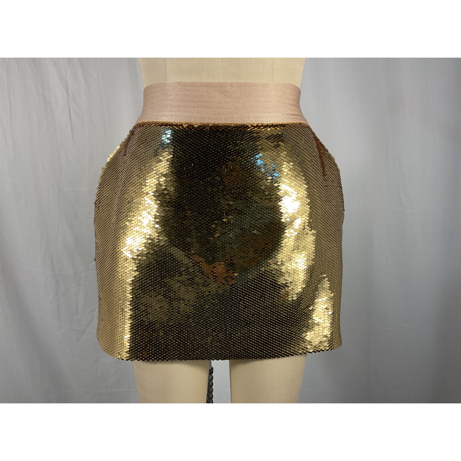 Alex Perry 'Delon' Gold Sequin Mini Skirt Size 4