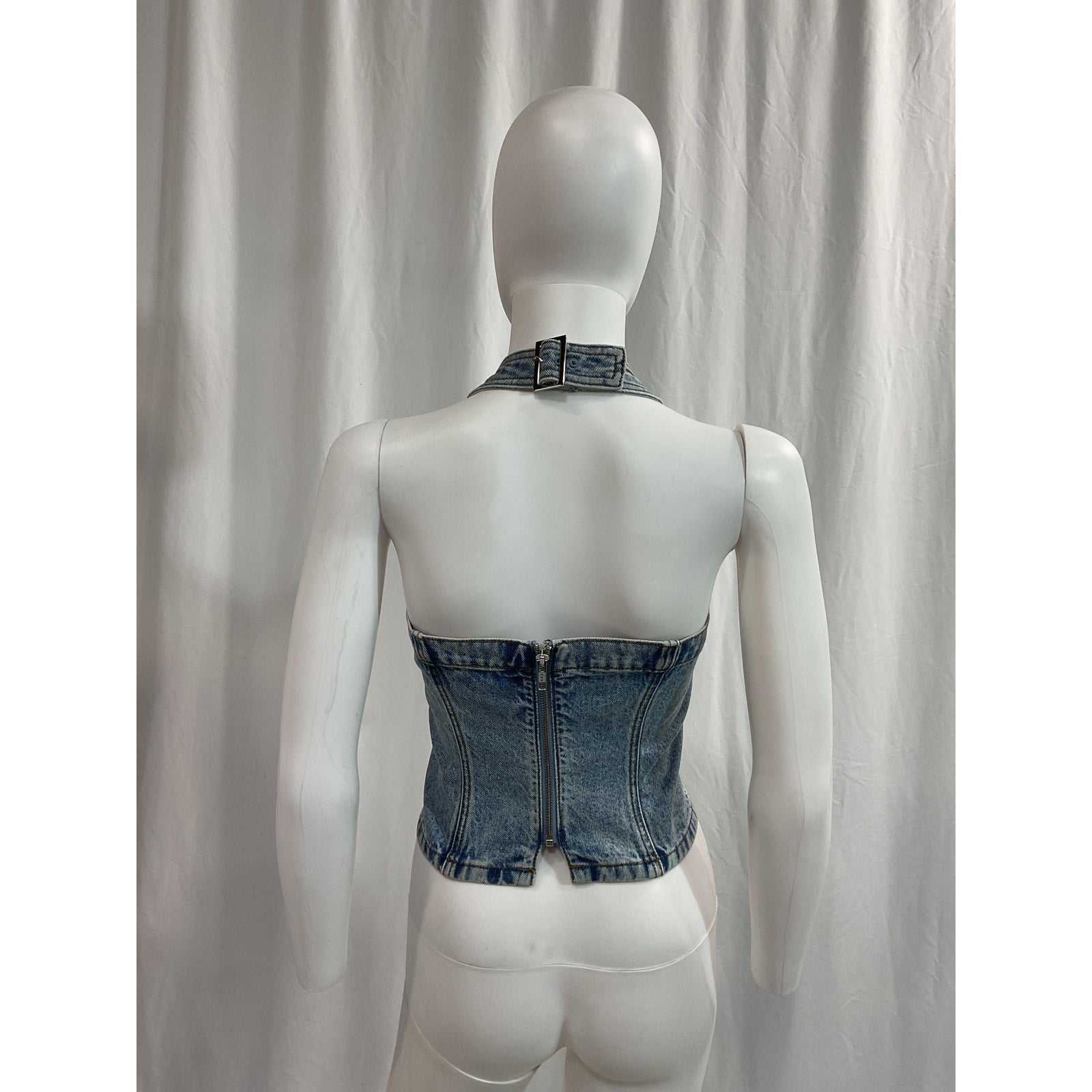 Grlfrnd 'Tianna Halter' Blue Bustier Size XL