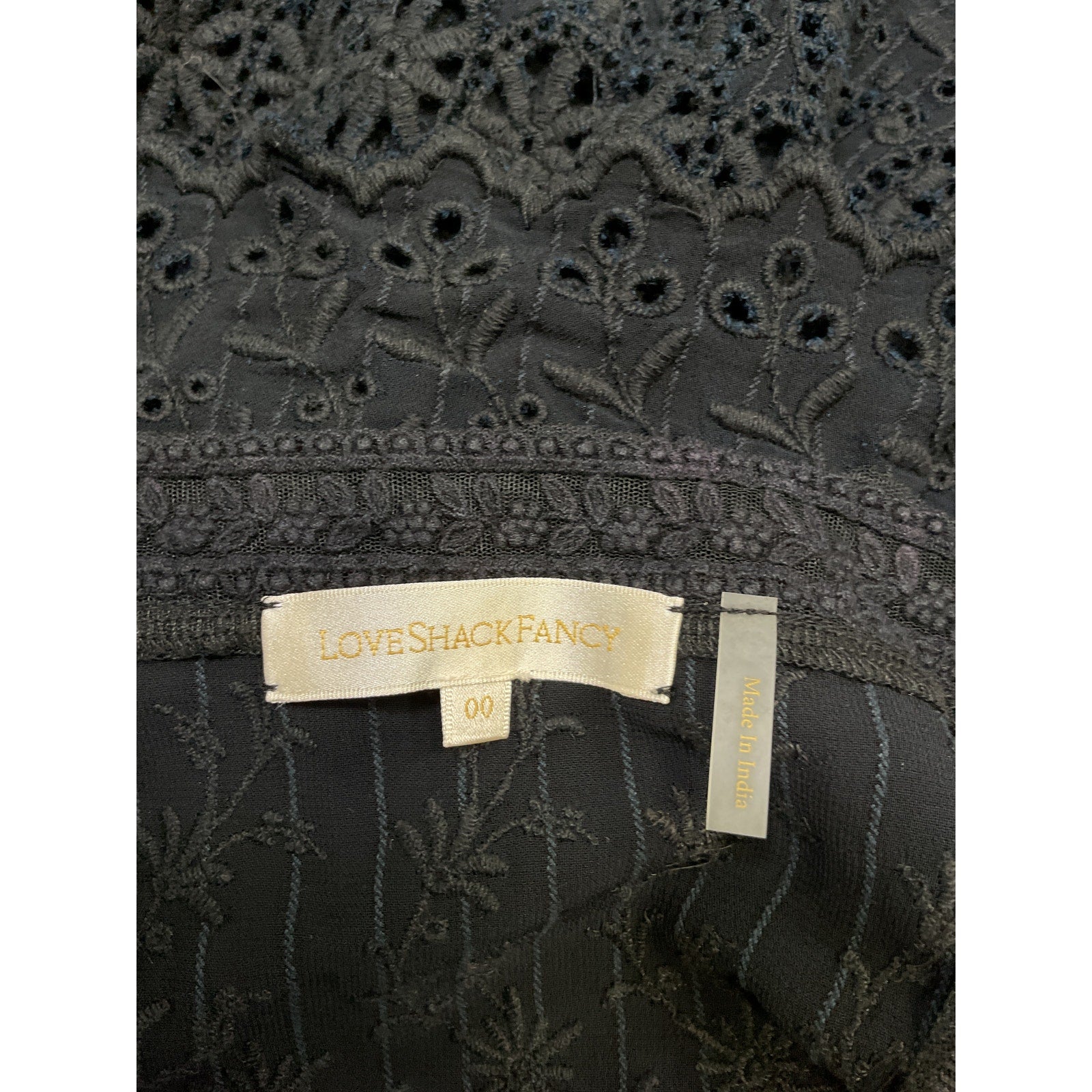 Loveshackfancy 'Caro' Black Mini Dress Size 0