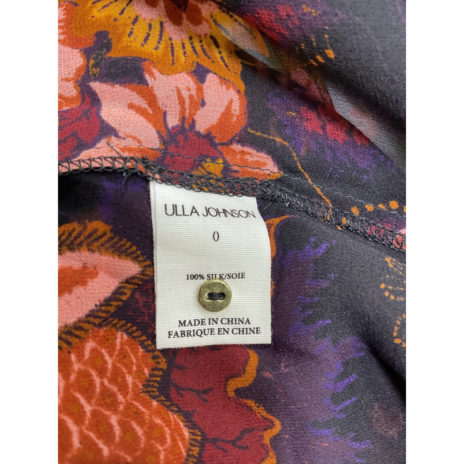 Ulla Johnson 'Miray' Black Silk Blouse Size 0