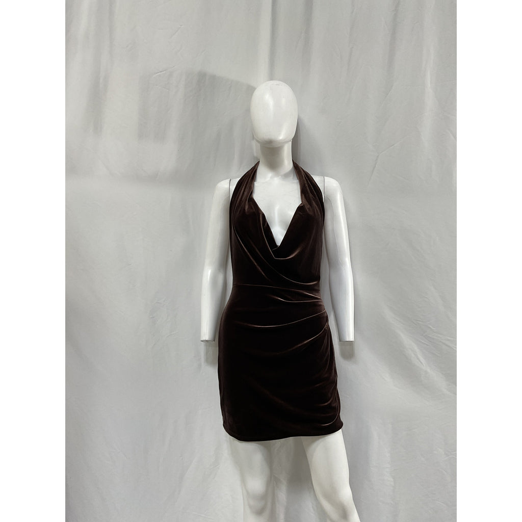Nookie 'Vibe' Brown Polyester Mini Dress Size M