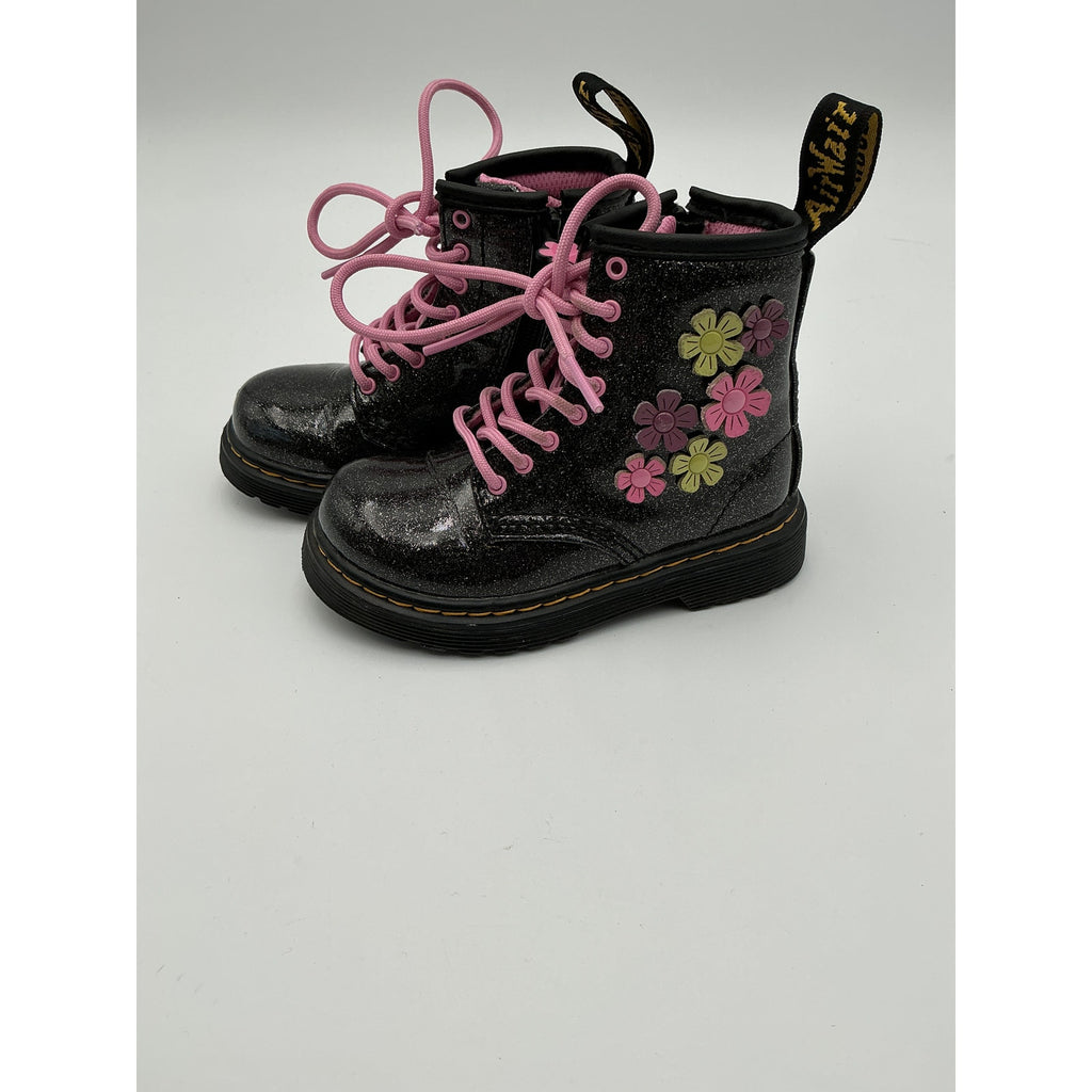 Dr. Martens 1460 Floral Black Leather Combat Boot Size 7 Kids