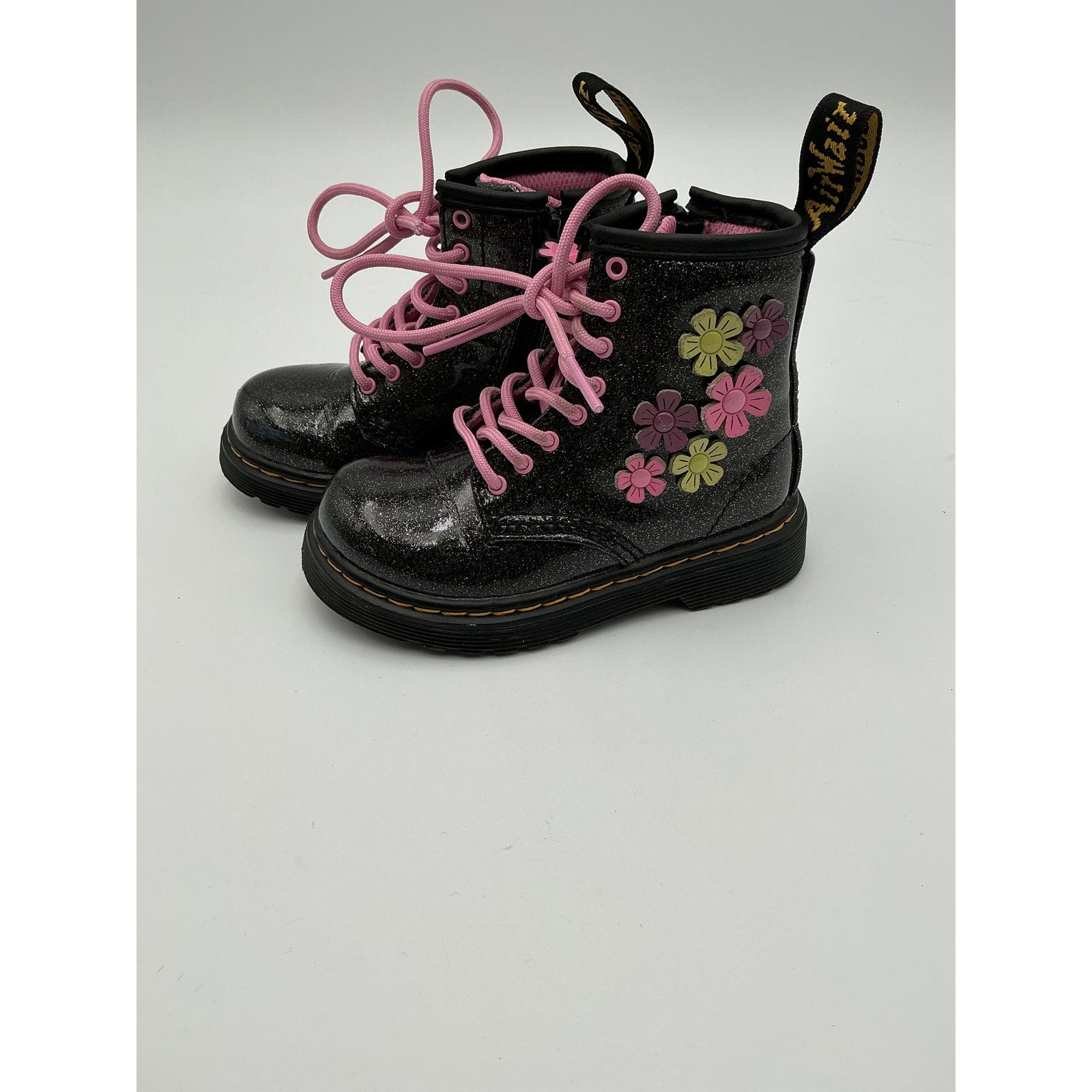 Dr. Martens 1460 Floral Black Leather Combat Boot Size 7 Kids