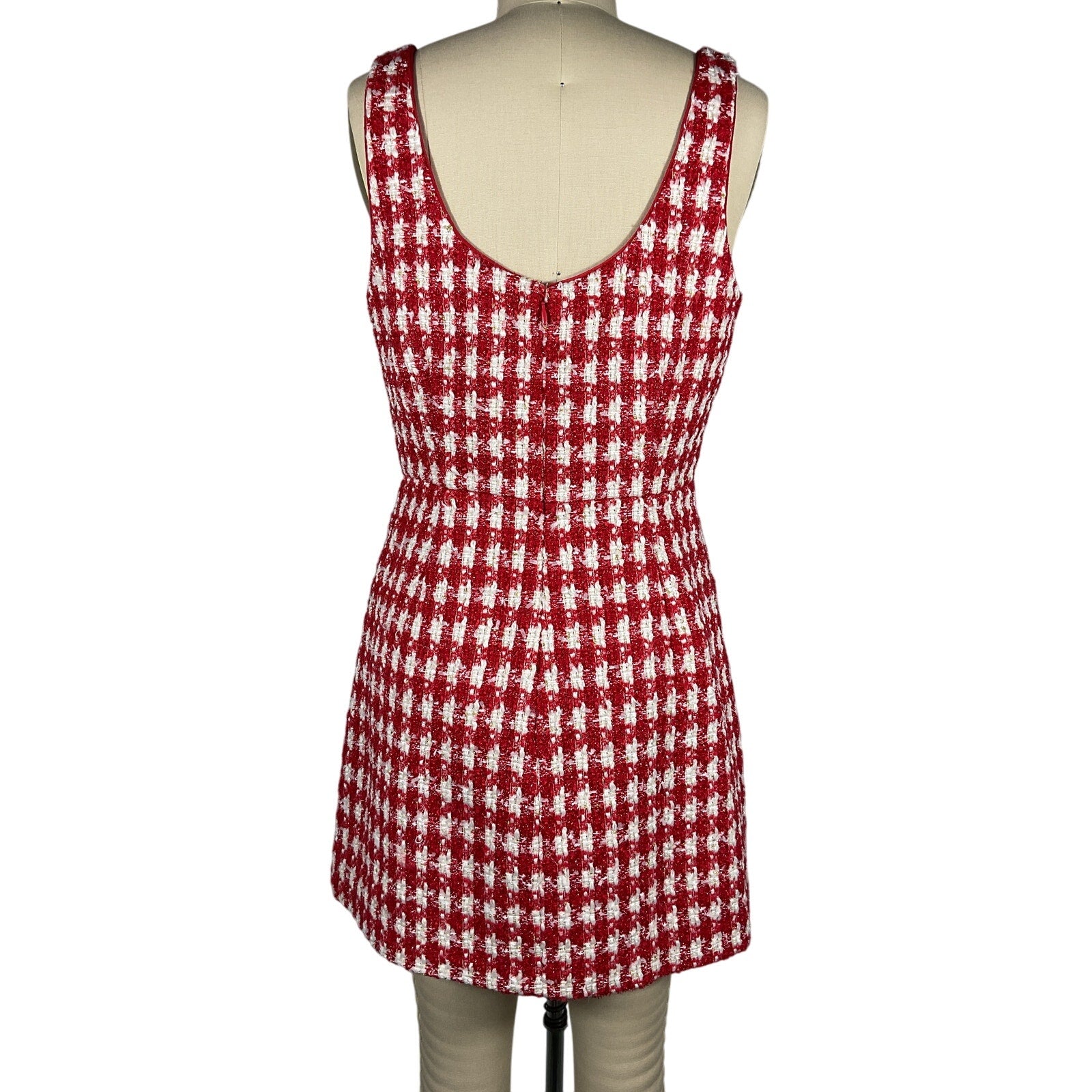 Self-Portrait 'Check' Red Polyester  Mini Dress Size 6