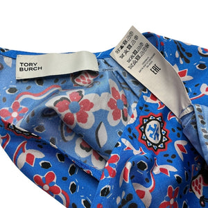 Tory Burch Silk Cobalt Blue Pisces Dream Shell Top Size 2