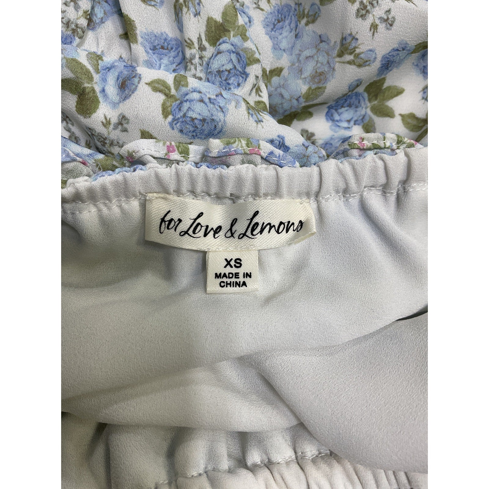 For Love & Lemons 'Riley' Blue Polyester Mini Dress Size XS