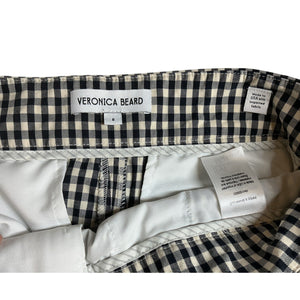 Veronica Beard Gingham Black Ecru Tani Pants Size 8