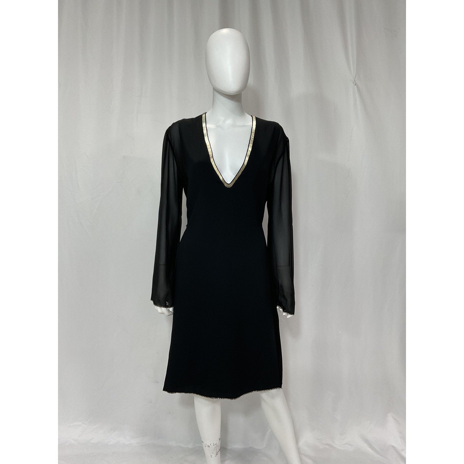 Chlo� V-Neck Black V Neck Midi Dress Size 36 - NWT