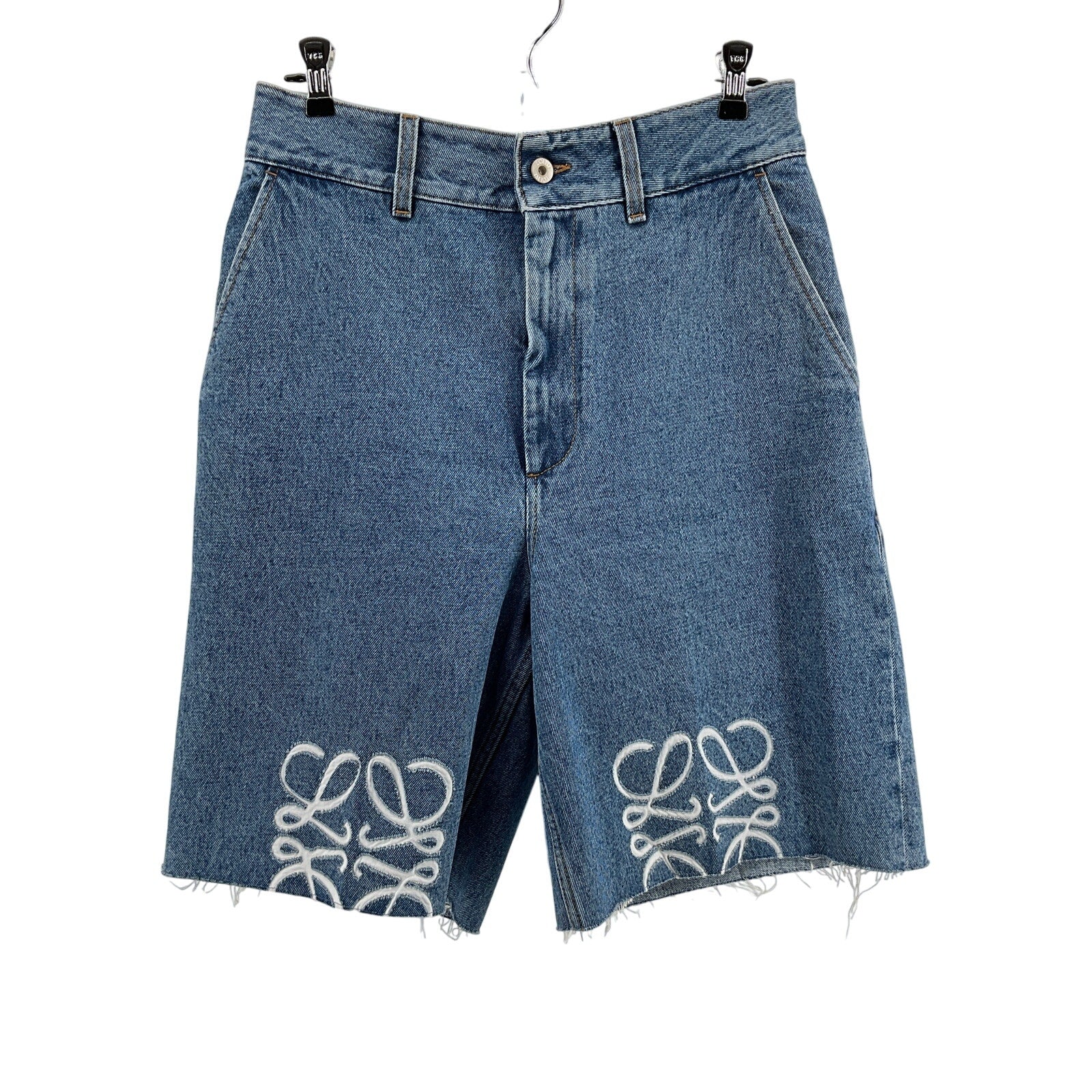 Loewe 'Anagram' Blue Polyester Denim Shorts Size 40