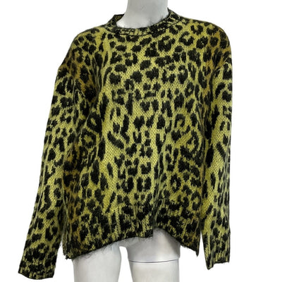 Allsaints Fuzzy Electric Yellow Lex Sweater Size M