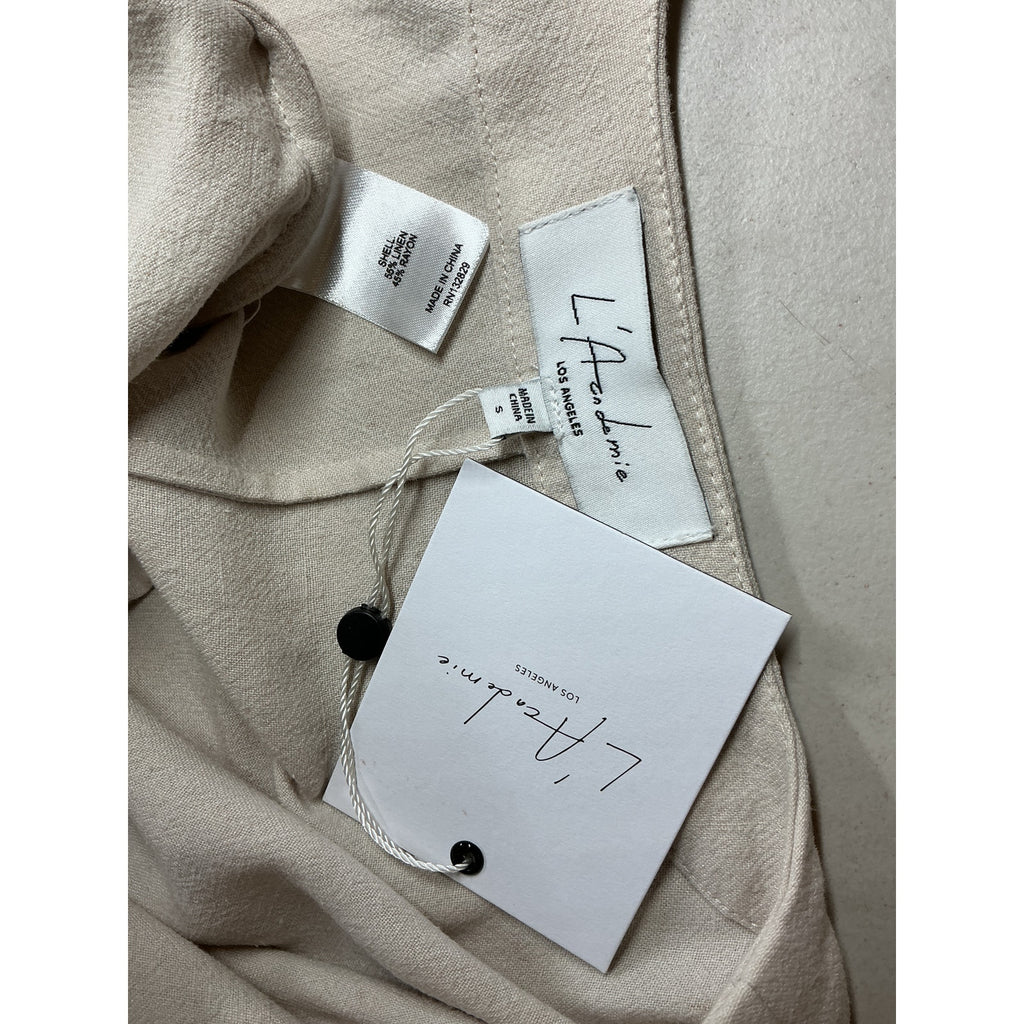 L'Academie 'The Meadow' Ivory Linen Mini Dress Size S