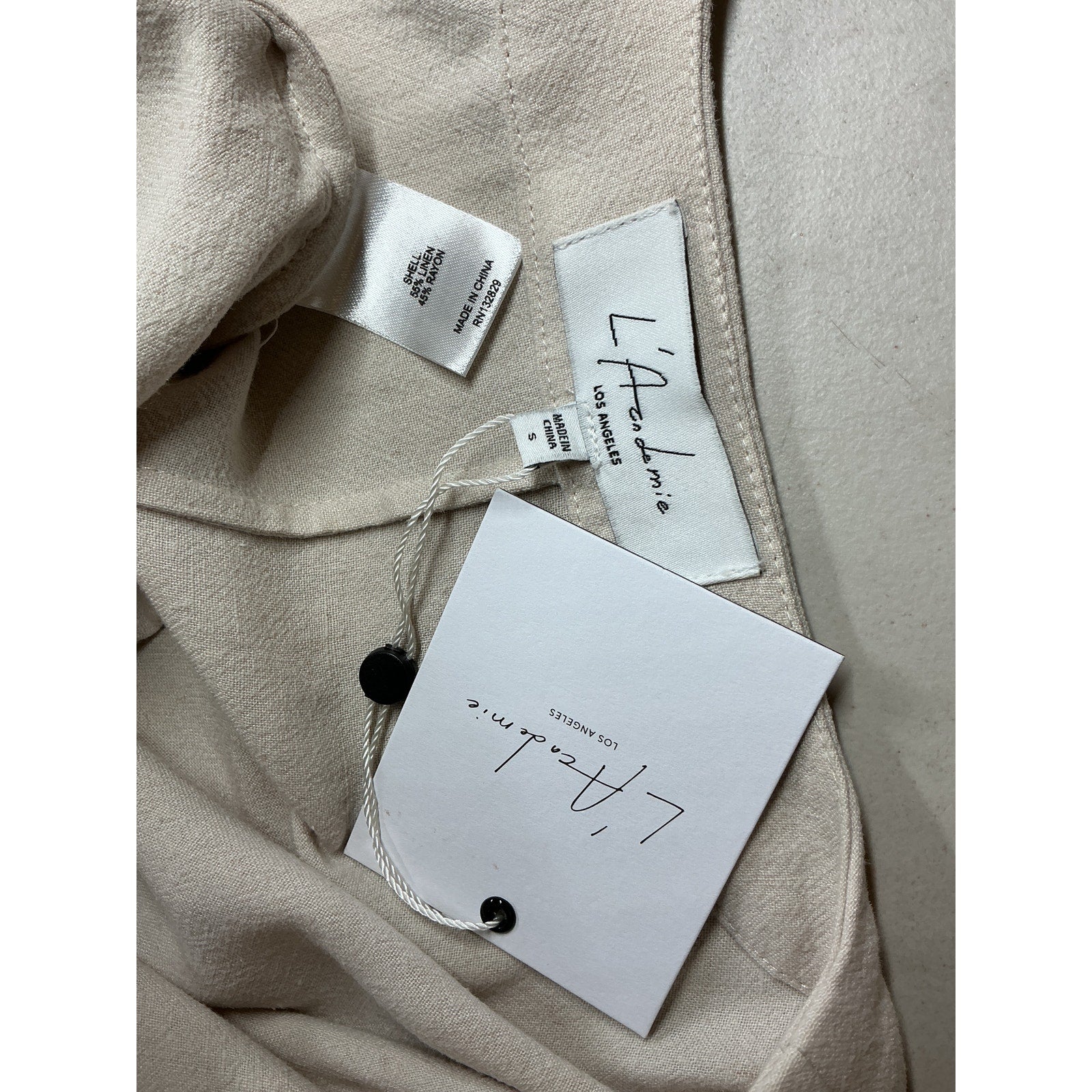 L'Academie 'The Meadow' Ivory Linen Mini Dress Size S