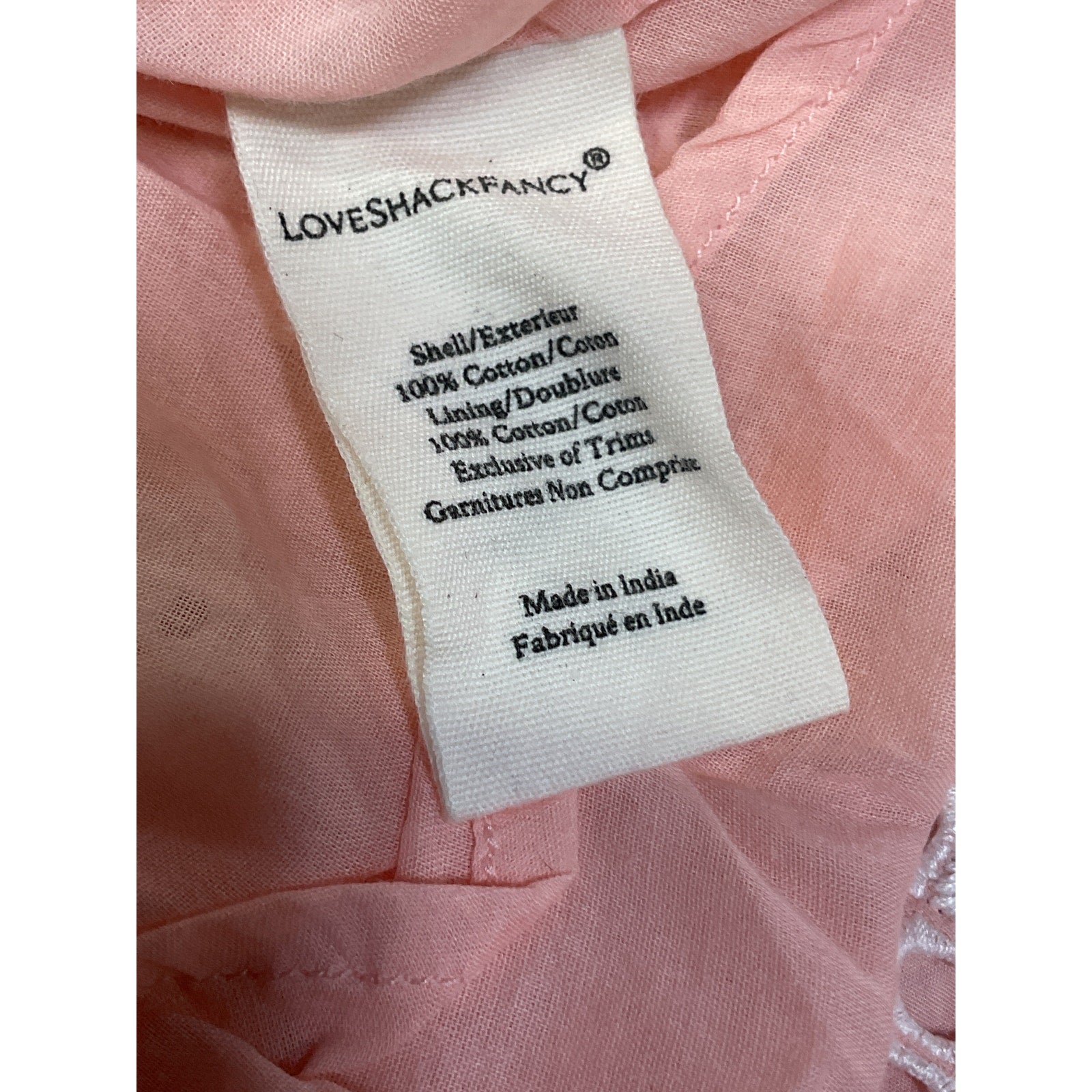 Loveshackfancy 'Mochi' Pink V Neck Mini Dress Size 2