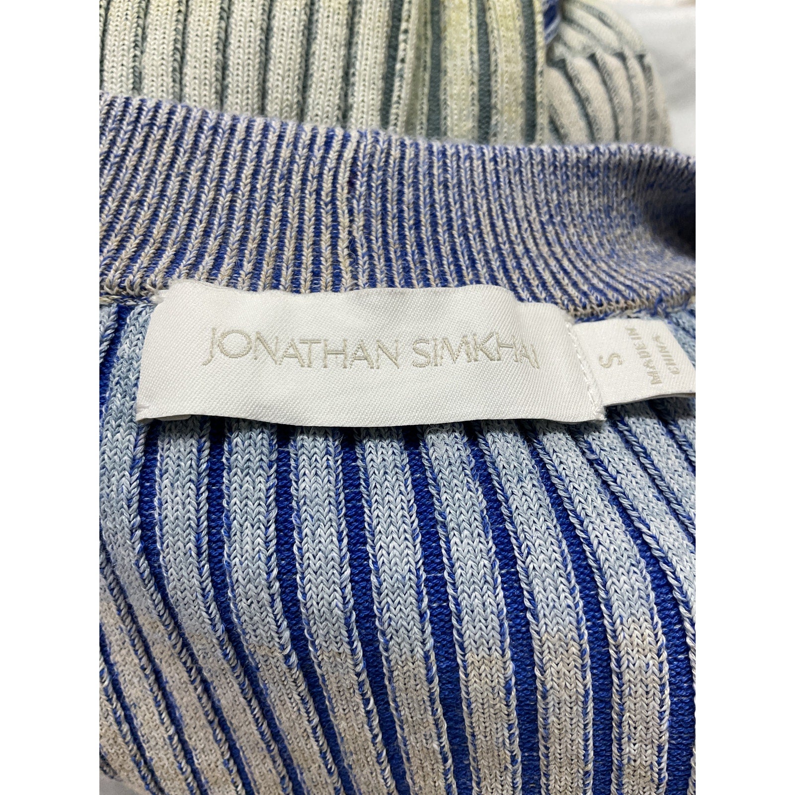 Simkhai 'Akita' Blue Space-Dyed Ribbed Cotton-Blend Sweater Size S