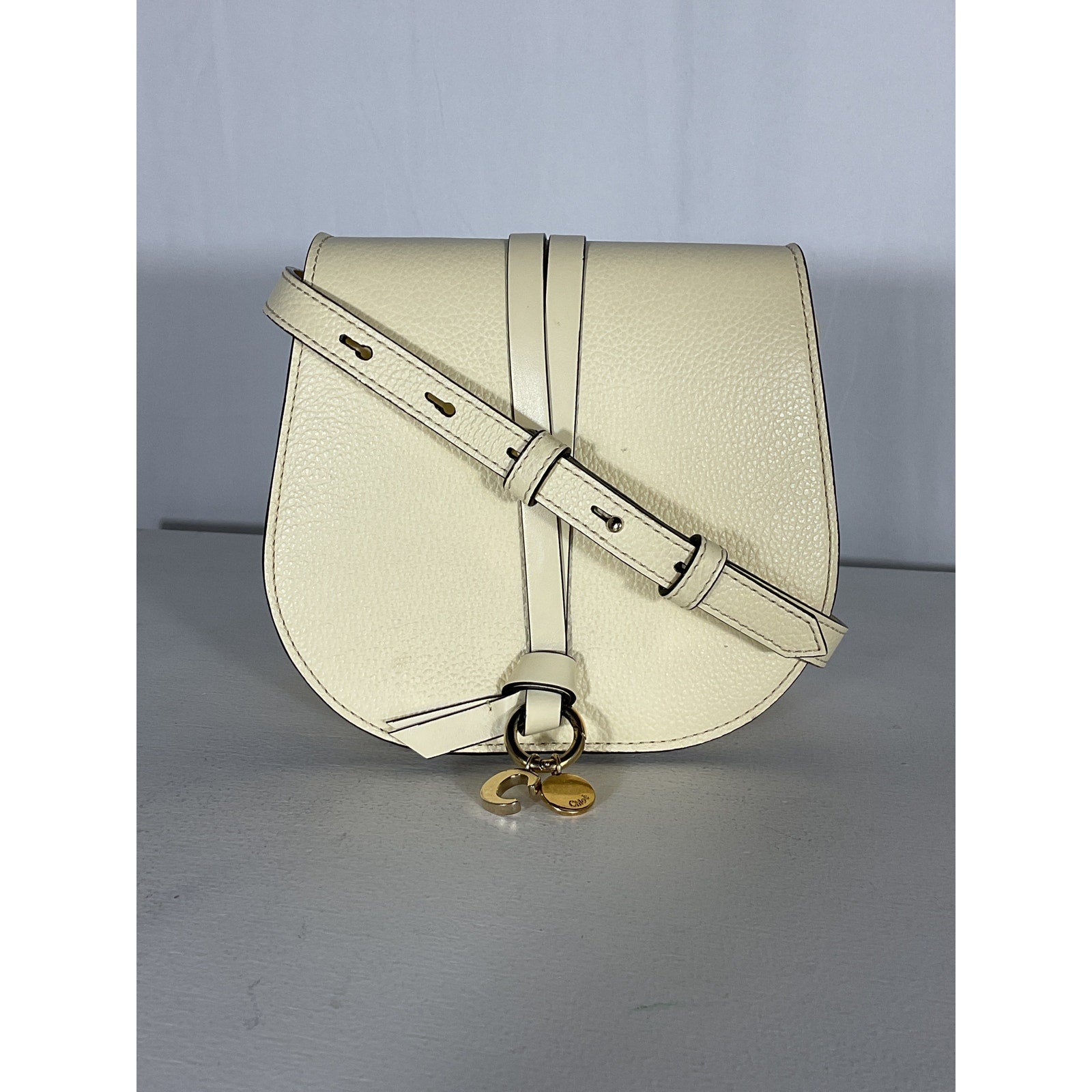 Chlo� 'Alphabet' Beige Leather Crossbody Bag