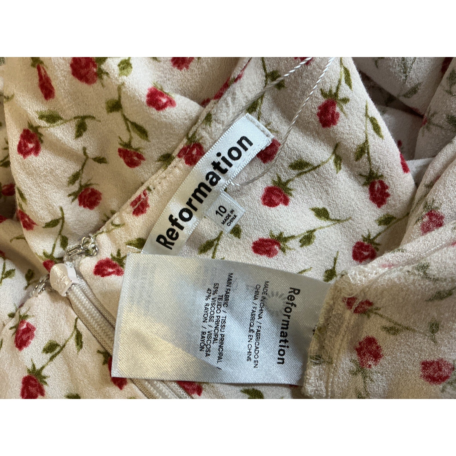 Reformation 'Lacey' Beige Viscose Dress Size 10