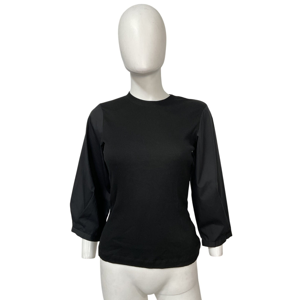 Derek Lam 10 Crosby 'Arnaldo' Black Cotton Mixed Media Tee Size M