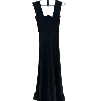 Ganni Ruffled Black Crepe Maxi Dress Size 32