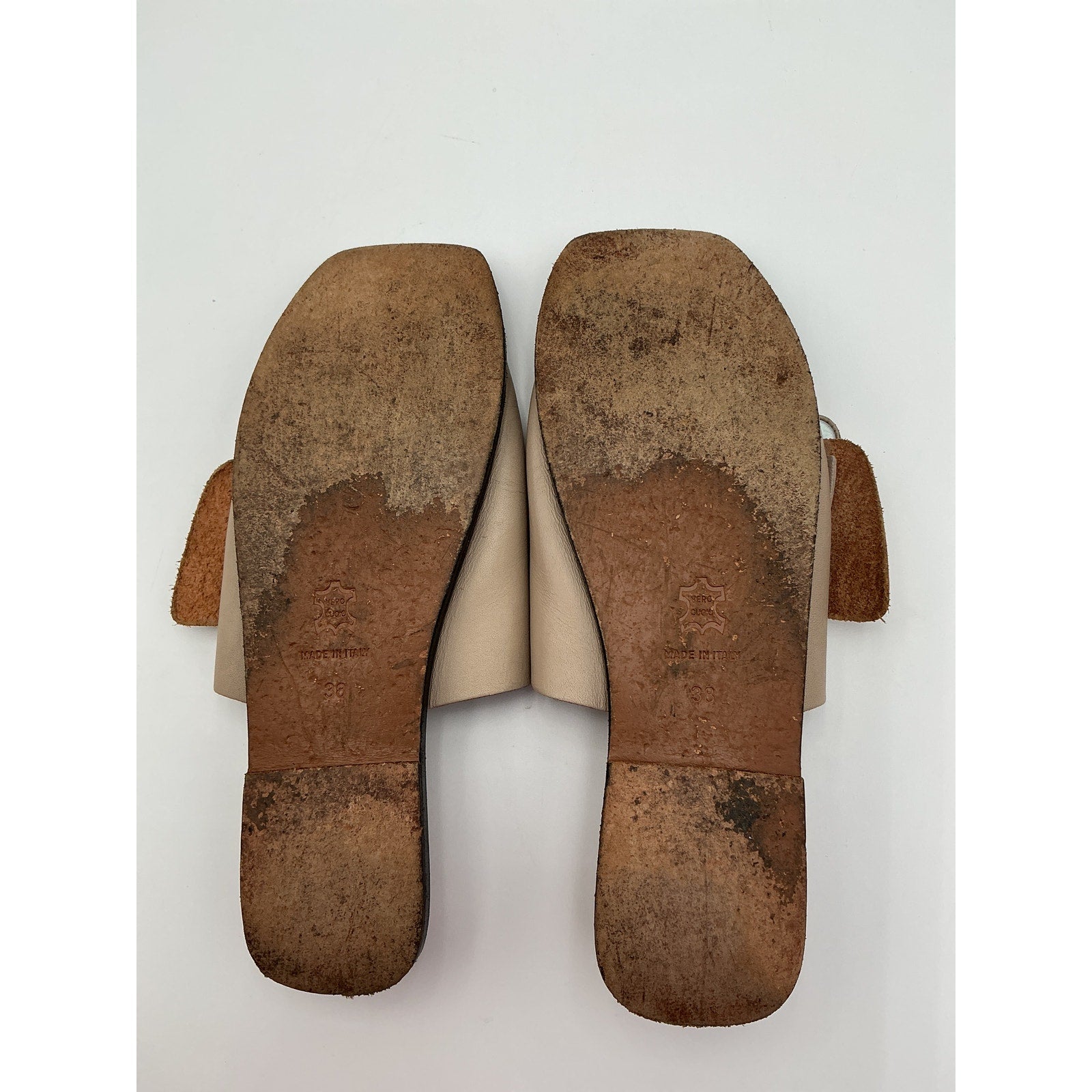 Atp 'Atelier' Beige Leather Ceci Slide Size 8