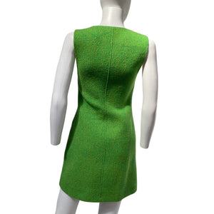 Ganni Chic Green Wool Zip Front Mini Dress Size 32 EU / US 0