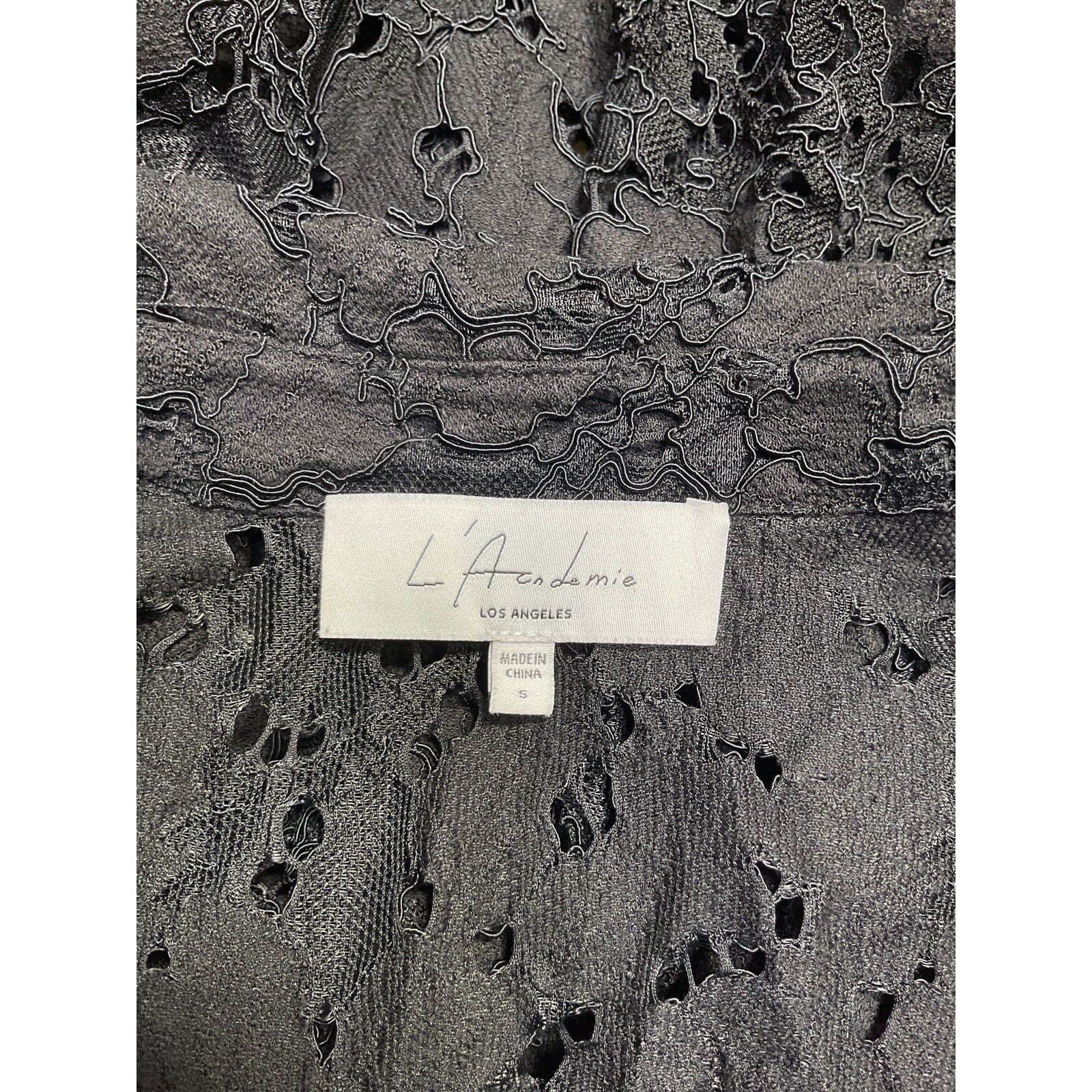 L'Academie 'Calla' Black Polyamide Lace Top Size S
