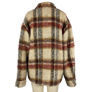 Anine Bing Brushed Oatmeal Plaid Flynn Jacket Size S