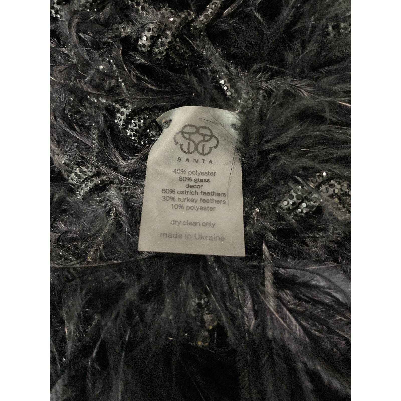 Santa Brands Black Polyester Tank Top With Feathers Size XS / S