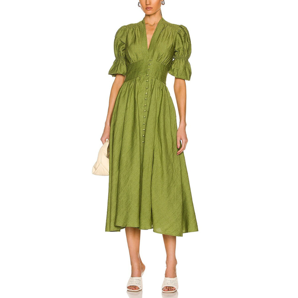 Cult Gaia 'Willow' Green Linen Dress Size XS