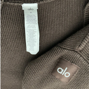Alo Yoga Ribbed Brown Scholar Cardigan Sweater Size M