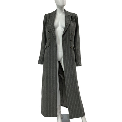 Favorite Daughter Double Breasted Grey White Pinstripe Simon Coat Size M NWT