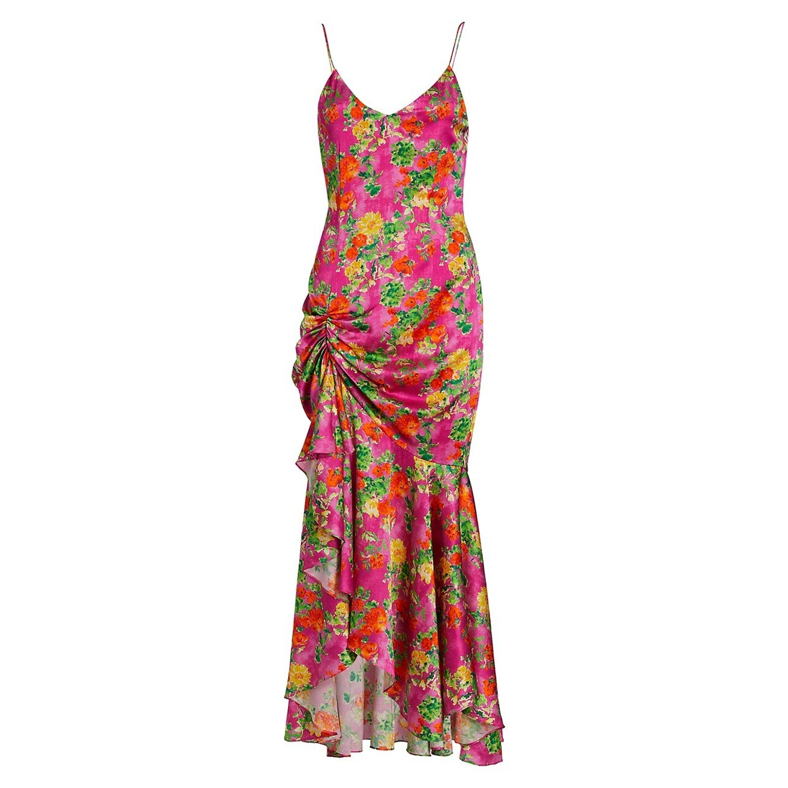 Caroline Constas 'Holland' Pink Silk Floral Silk Blend Maxi Dress Size XS